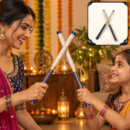 Decorative Wooden Dandiya Sticks With Printed Foil Wrap (2 Pc38 Cm)