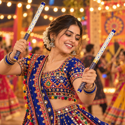 Decorative Wooden Dandiya Sticks With Printed Foil Wrap (2 Pc38 Cm)