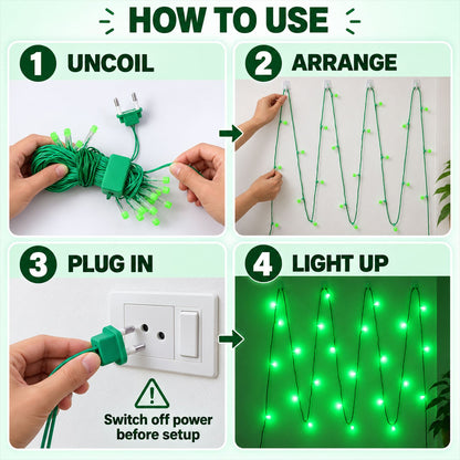Green Led String Lights For Festival And Indoor Window Decoration (10 Mtr)