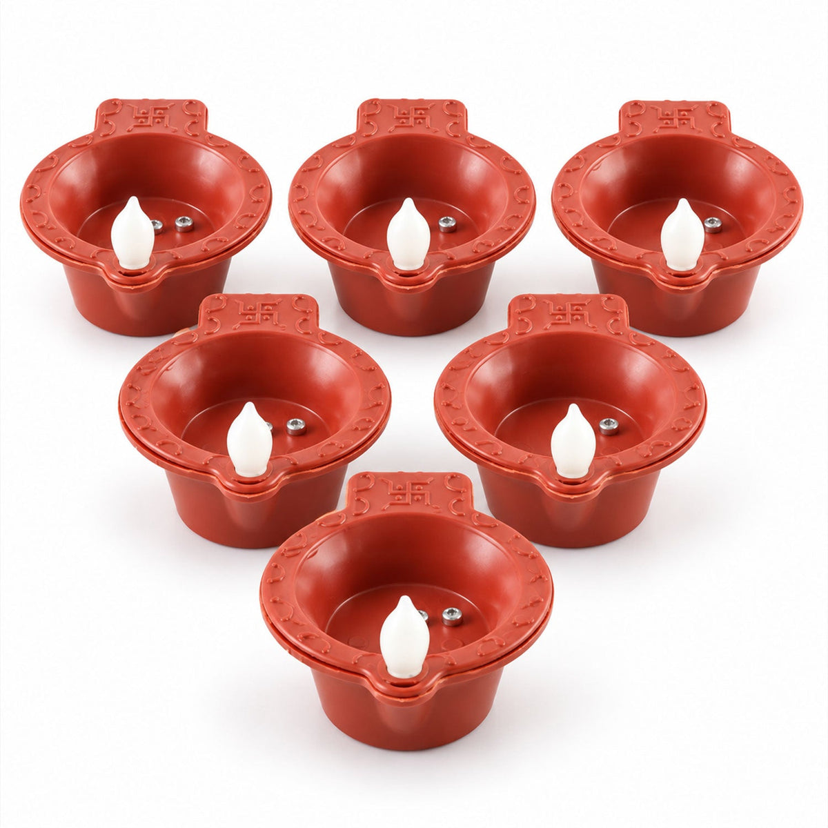 Water Sensor Flameless Led Diyas For Diwali And Pooja Decoration (6 Pc Set)