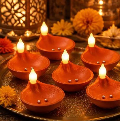 🪔✨ Water Sensor LED Diyas – Flameless Decorative Pooja Lamps | 12 Pcs Set