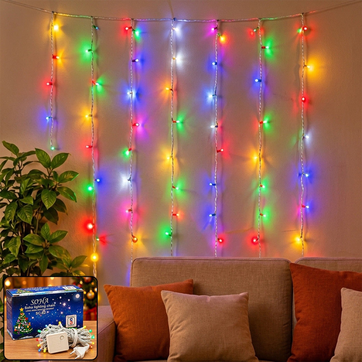 Multicolor Led String Light Series With 8 Lighting Modes (12 Mtr Approx)